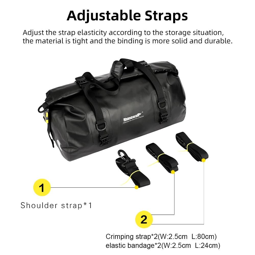 Side view showcasing multi-functional external straps and storage capacity