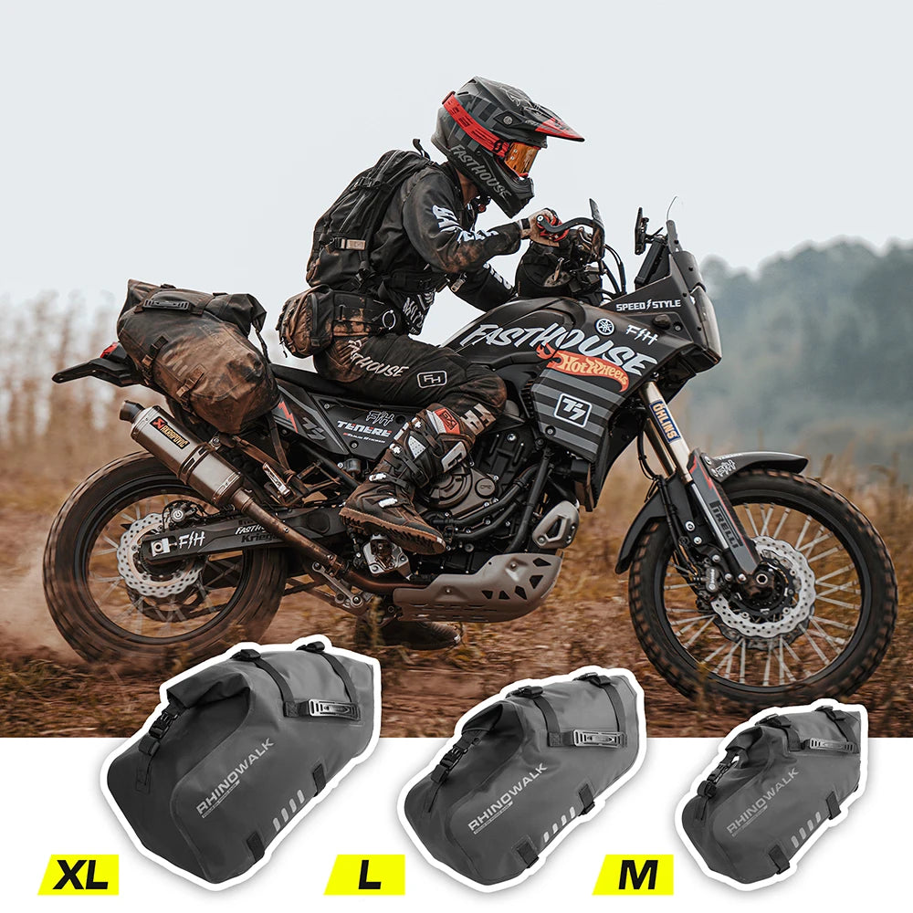 Rhinowalk 48L Large Capacity Motorcycle Side Bags Black
