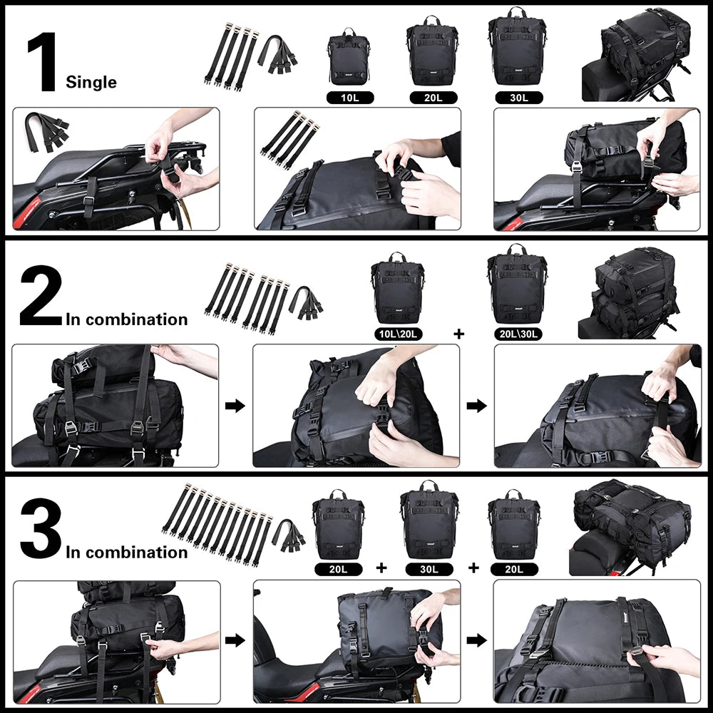 Multi-function bumper-mounted motorcycle luggage bag