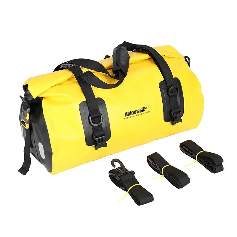 Side view showcasing multi-functional external straps and storage capacity