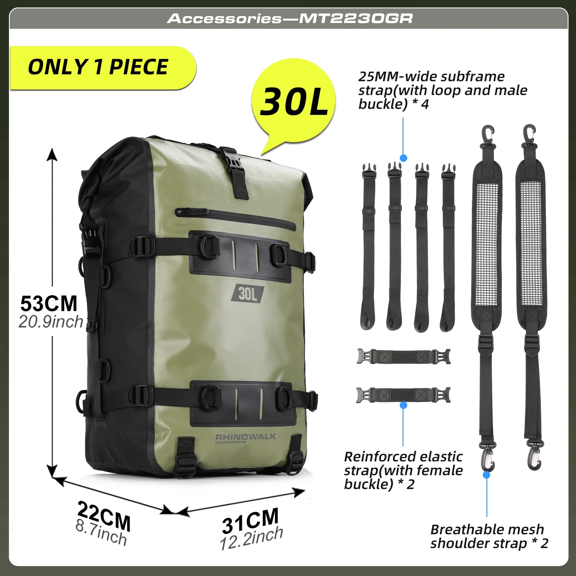 Rhinowalk 30L Motorbike Saddle Pannier Bag Outdoor Accessory
