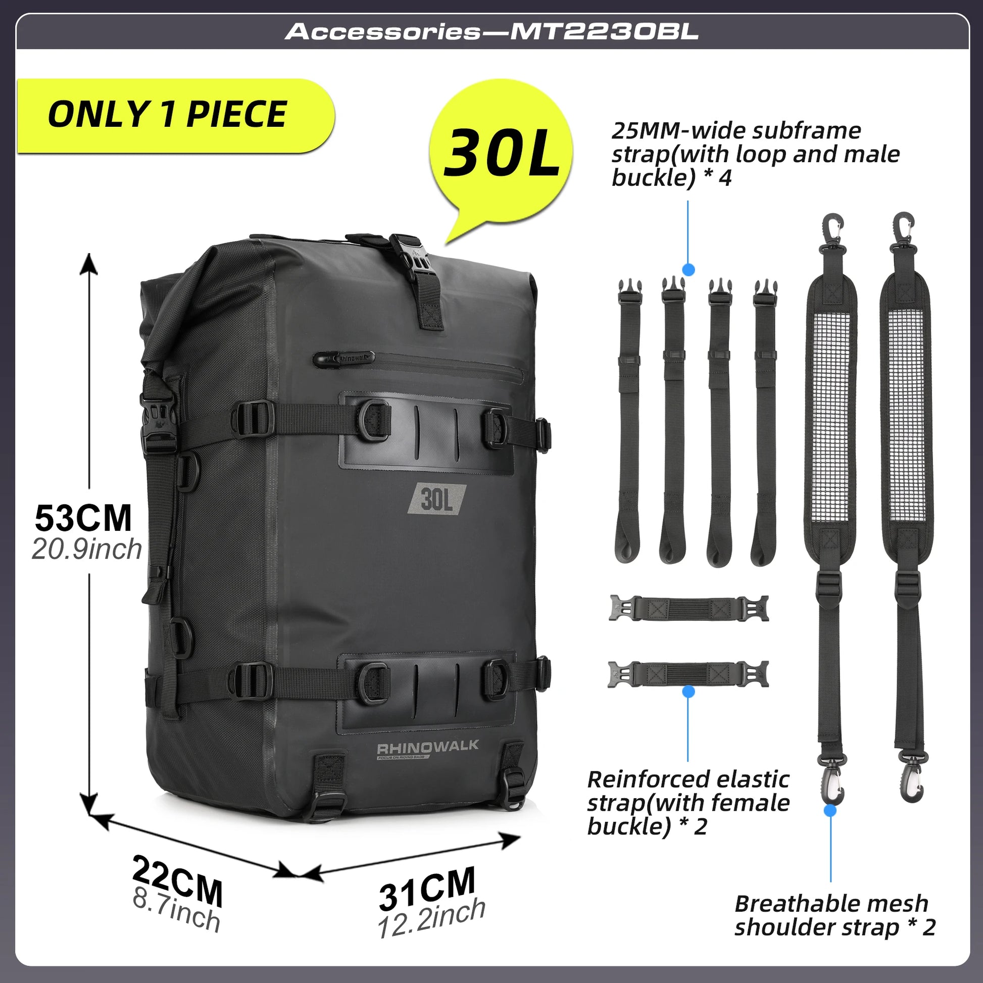 Rhinowalk 30L Motorbike Saddle Pannier Bag Outdoor Accessory