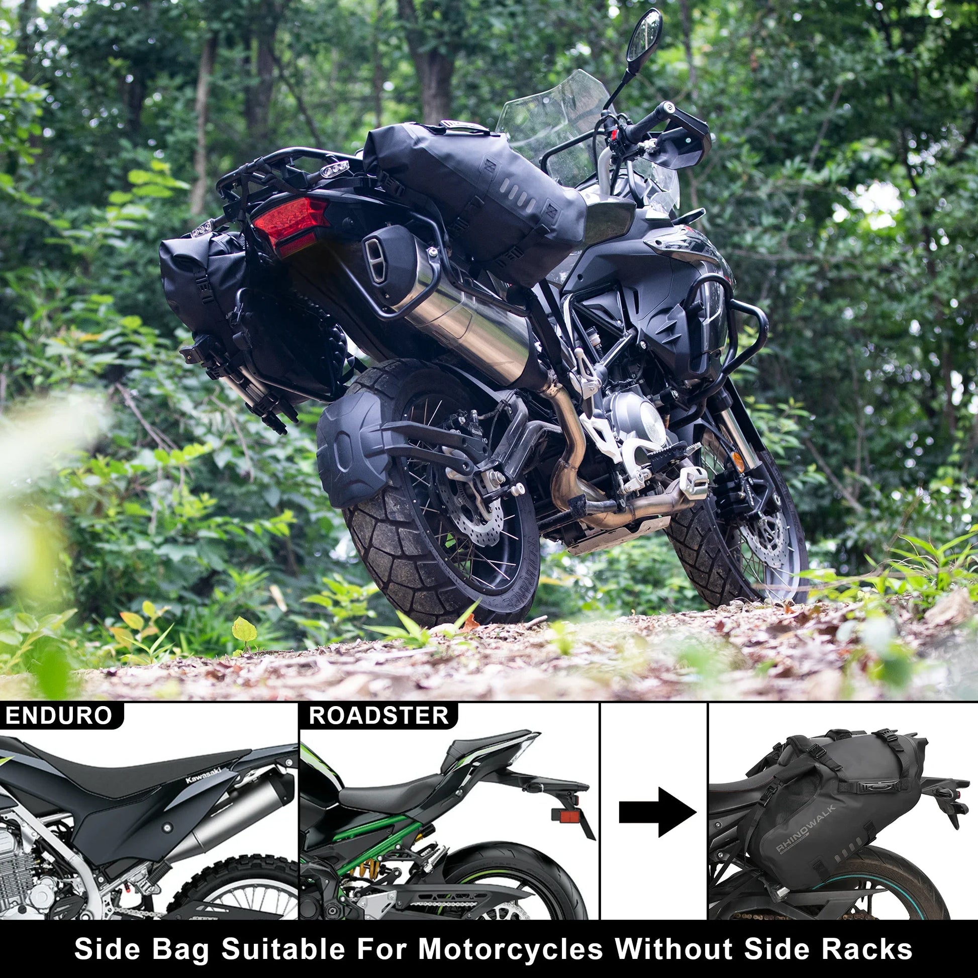 Rhinowalk 28L Universal Fit Motorcycle Panniers Side Bags