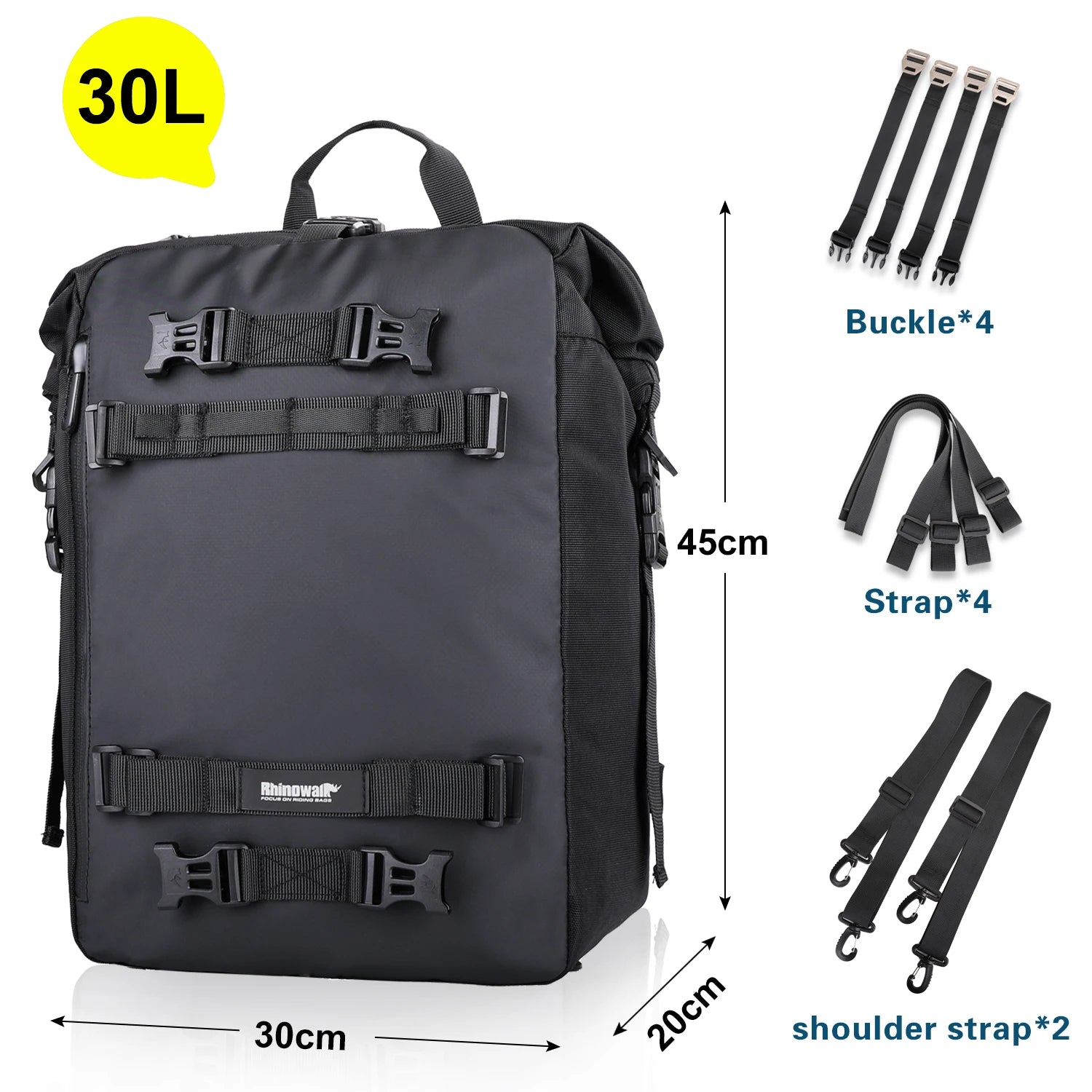 Rhinowalk 30L Waterproof Saddle Bag for motorcycle touring