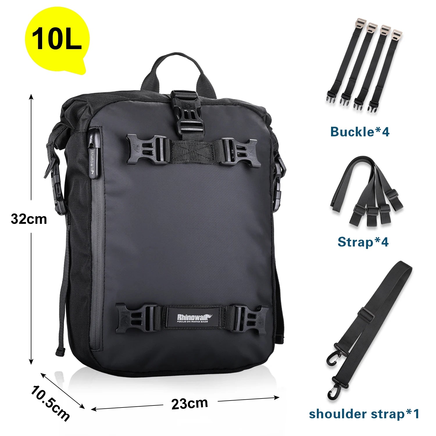 Rhinowalk 10L Waterproof Motorcycle Rear Seat Bag
