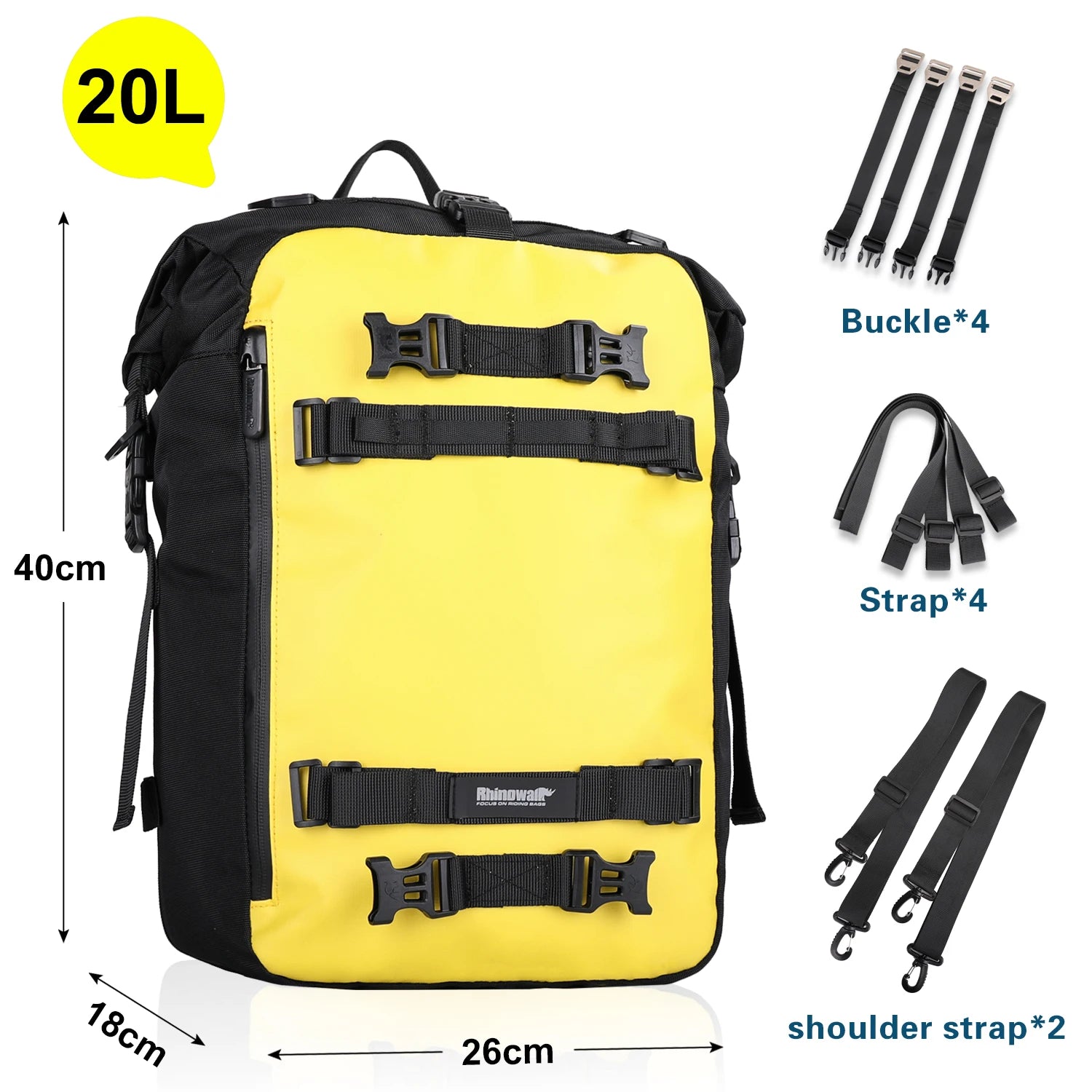 Rhinowalk 20L Motocross Luggage Pack on rear seat