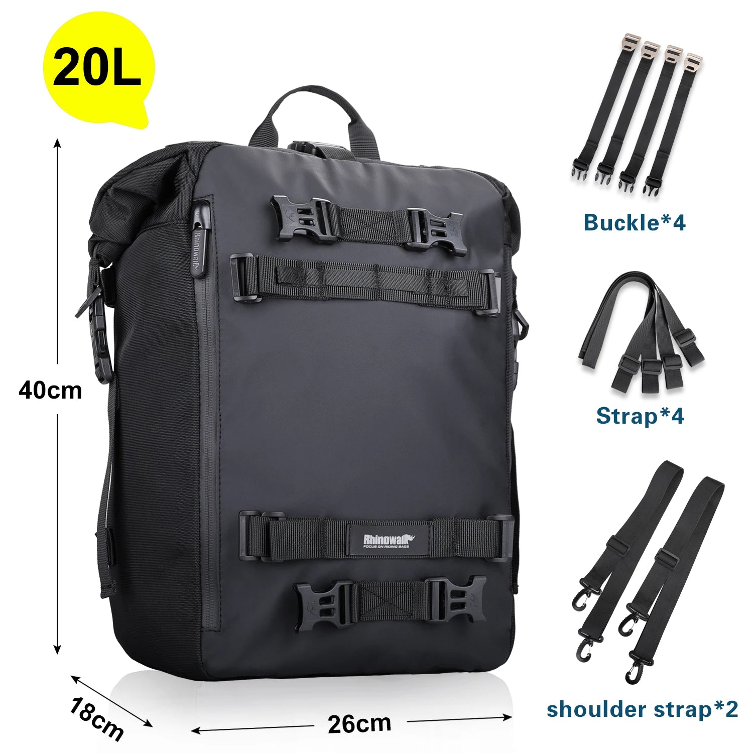 Rhinowalk 20L Motocross Luggage Pack on rear seat
